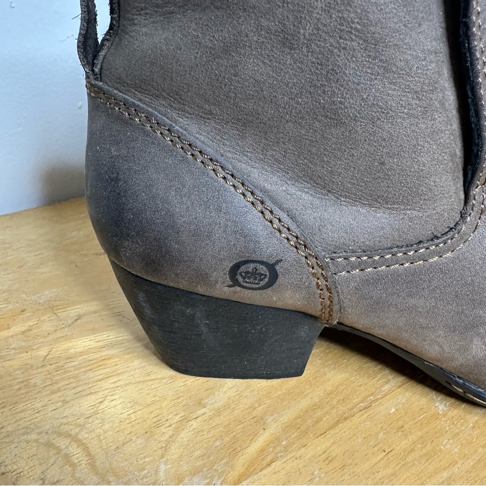 Born Rascal Boot Size 8.5/40 Brown Taupe Oiled Leather Block Heel Bootie - Picture 2 of 12